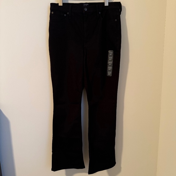 NWT J.Crew Factory Tall high-rise black flare crop jean in all-day stretch SZ 30 - Picture 4 of 7